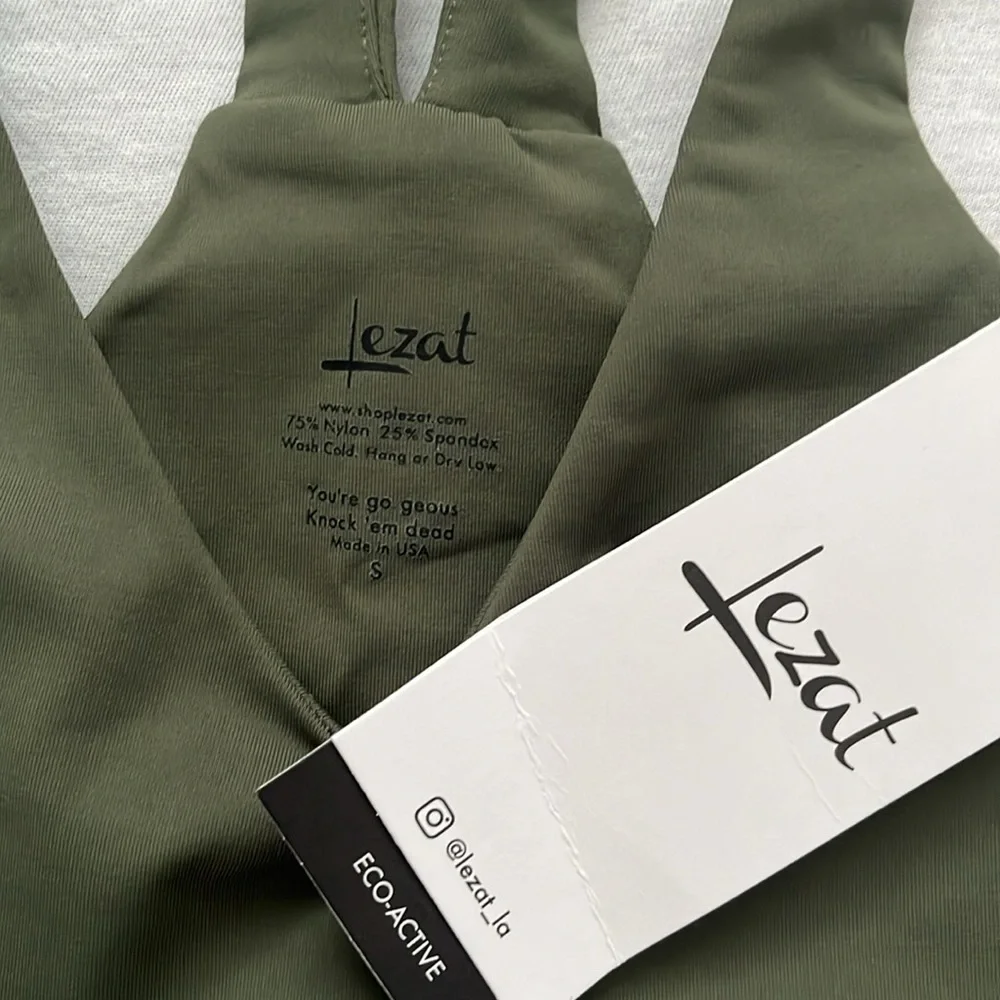 NWT Lezat eco-active, sustainable, activewear, workout set, olive green, Size S - Picture 9 of 16